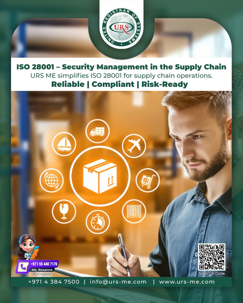 ursmiddleeast's tweet image. URS ME simplifies the ISO 28001 certification process — helping you reduce risks, protect assets, and meet global security standards.
Start securing your supply chain today!
urs-me.com
Call +97143847500
#iso28001 #supplychainsecurity #securitymanagementsystem #ursme