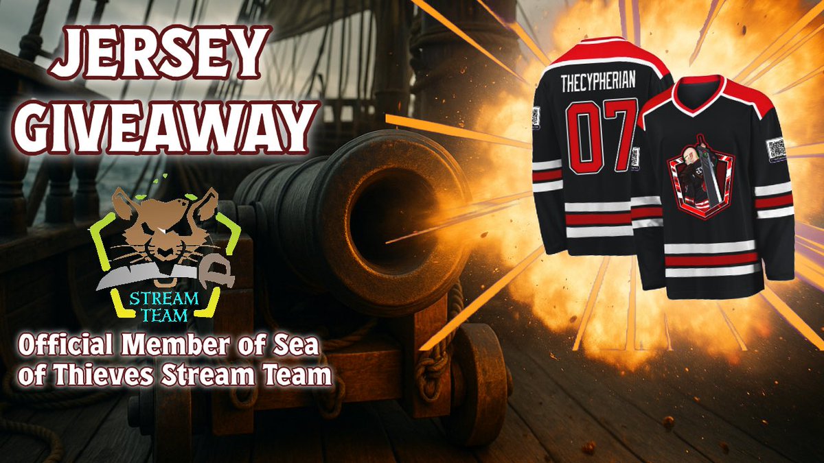 I’m giving away two of my Custom Jerseys! Drawing on August 22nd! Fee to enter!  tinyurl.com/584wuawc #SeaOfThieves #hockey #giveaway #twitchstreamer