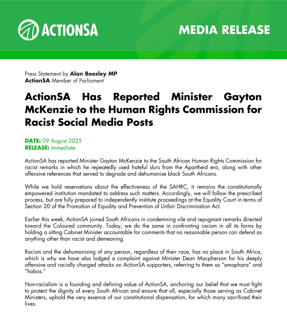Herman Mashaba (@hermanmashaba) on Twitter photo This is deeply disturbing and concerning coming from someone who is a Minister in our democratic society. I hope and strongly advise <a href="/GaytonMcK/">Gayton McKenzie</a> to urgently apologise. This is deeply disturbing and concerning coming from someone who is a Minister in our democratic society. I hope and strongly advise <a href="/GaytonMcK/">Gayton McKenzie</a> to urgently apologise.