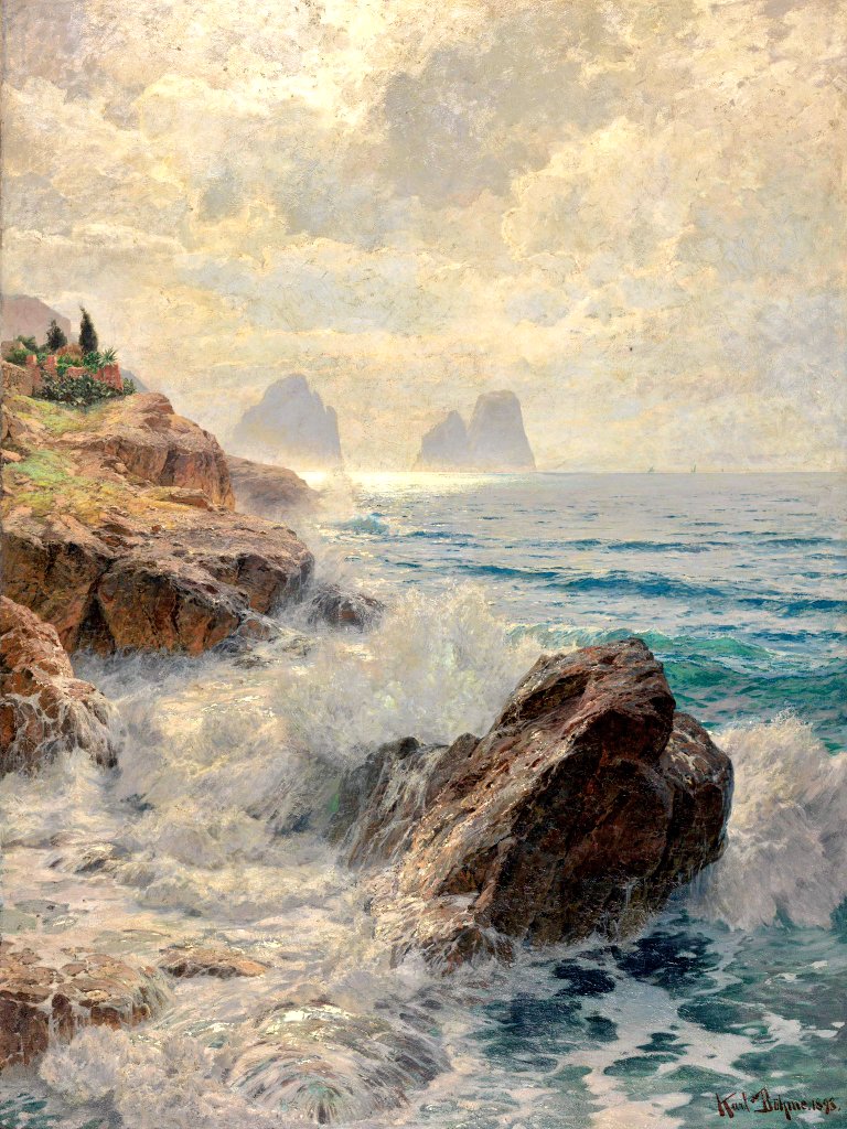 "The sea ... washes away the stains and wounds of the world."
    ~ Oscar Wilde, 'De Profundis'

Morning on the Strand of Capri 
       🎨 Karl Boehme (1893)