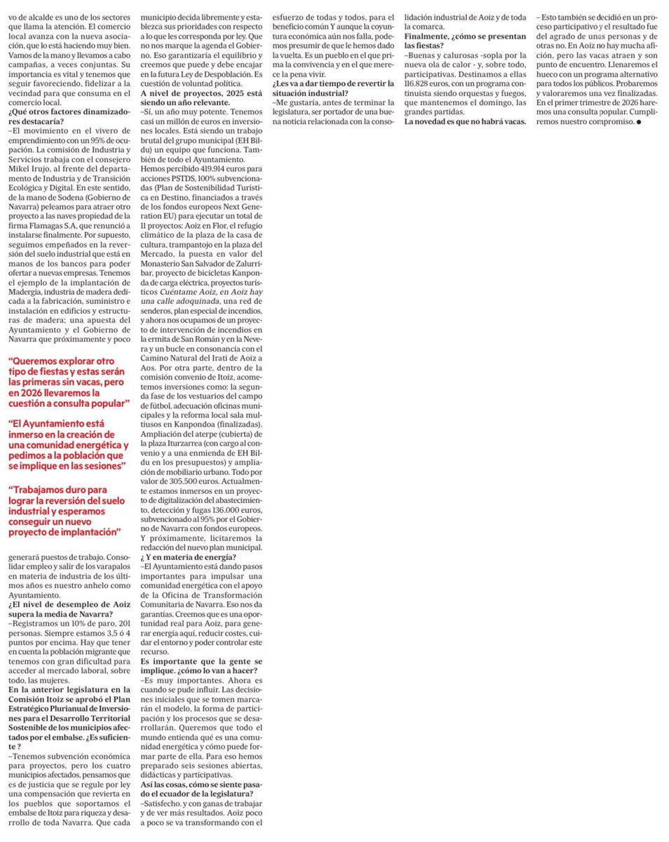 Entrevista en <a href="/NoticiasNavarra/">Diario de Noticias</a> con Ángel Martín Unzué, alcalde de EH Bildu en Agoitz.

«Trabajamos duro para lograr la reversión del suelo industrial y esperamos conseguir un nuevo proyecto de implantación».