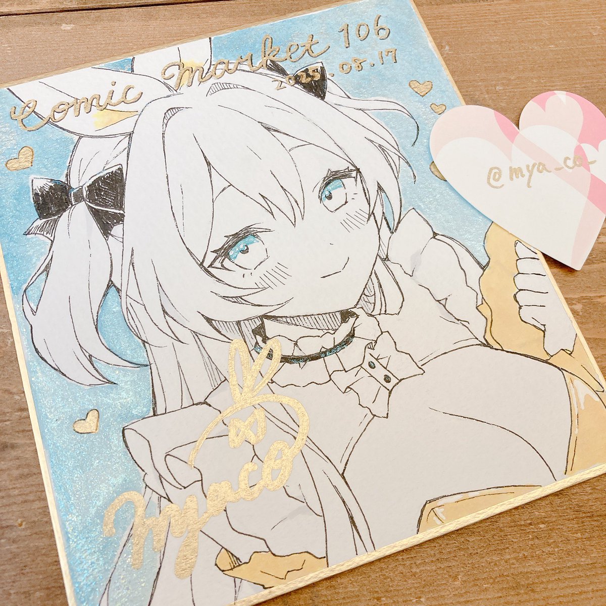 夏コミ ぱんやかわ C104 ブルアカ ポニテホシノ 直筆イラスト ミニ色紙 みゃーこ👾@C106日曜【南p-07b】 on X: