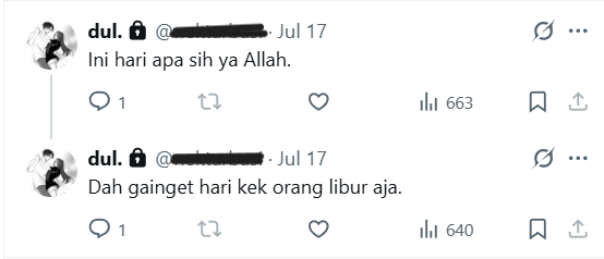 ___fleursdumal's tweet image. Selain lewat Twitter/X, kami juga mengobrol via platform lain seperti WA, IG, dan Discord. Dul salah satu anggota yang rutin berkomunikasi. Dia post setiap hari di Twitter, buat curhat kerjaan, share meme, atau ngobrol dengan kami. #JusticeForTiwi