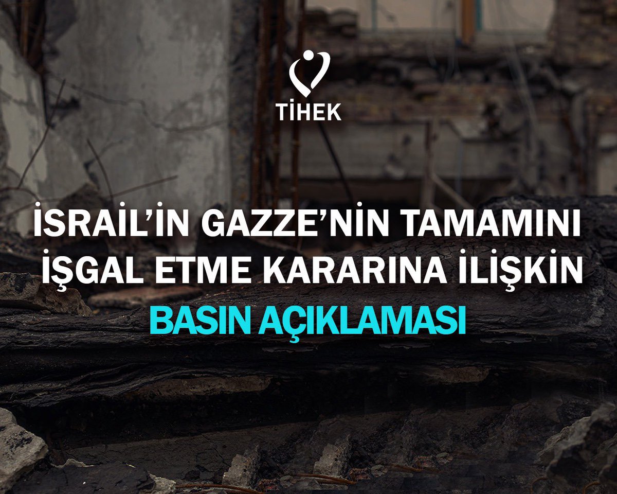 🗞️BASIN AÇIKLAMASI🗞️
"İsrail'in Gazze'nin Tamamını İşgal Etme Kararına İlişkin Basın Açıklaması"
🔗 tihek.gov.tr/israilin-gazze…
#TİHEK #HREIT #İnsanHakları #HumanRights #Gazze