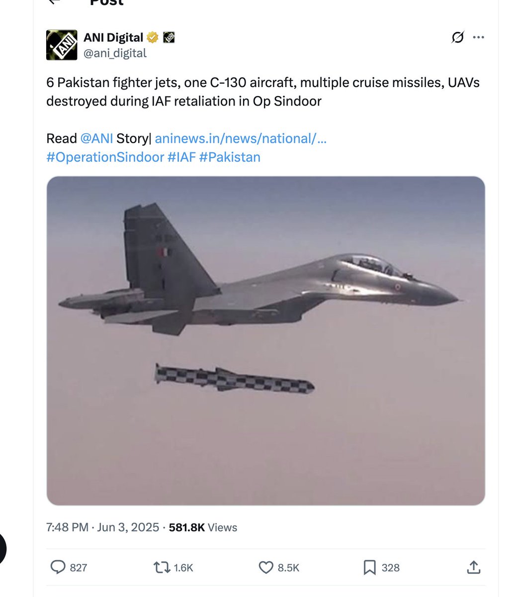 ANI had nailed it during Op Sindoor. IAF Chief just confirmed all our reporting during this period. Editorial restraint with rapid news inputs and multiple corroboration before publishing was the norm. Timestamps and screenshots for reference <a href="/ajitkdubey/">Ajit Kumar Dubey</a>