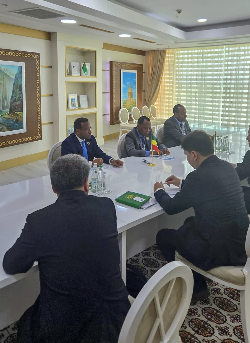 In #Awaza, we engaged in productive discussions with high-ranking officials from the State Service of Maritime and River Transport of #Turkmenistan for forging cooperation in maritime transportation and logistics. The Ethiopian delegation was led by H.E. Alemu Sime Feyisa,