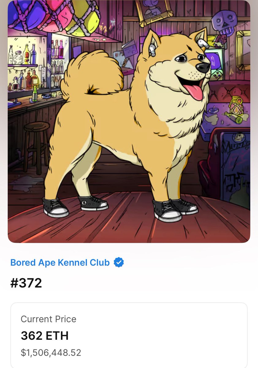 🚀🐶 Bored Ape Kennel Club #372 – the highest-valued NFT in the collection!
💰 362 ETH (~$1.5M)
🔥 Who’s going to own it next?

<a href="/elonmusk/">Elon Musk</a> — this one’s calling your name. 🐾

#NFT #BoredApe #Web3 #Crypto #Ethereum #BAKC