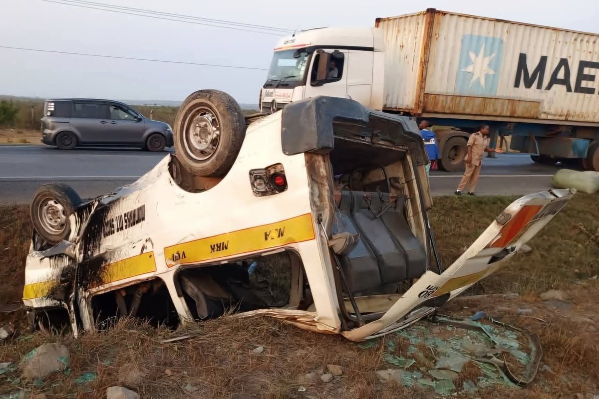 12 people have been rushed to hospital with serious injuries after this 14 seater matatu was involved in a road accident at Devki ,samburu Kwale county...<a href="/ntsa_kenya/">NTSA KENYA</a>