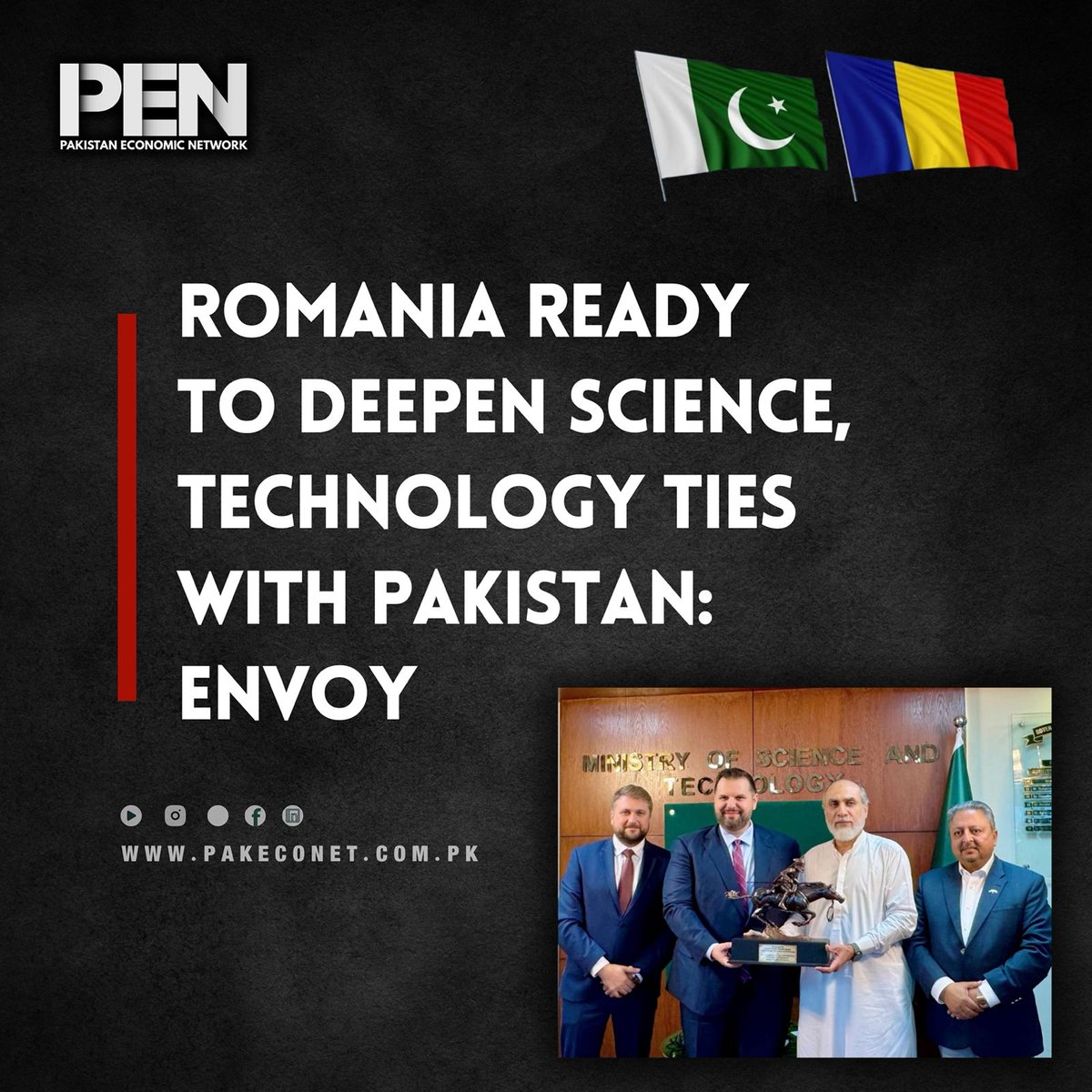 Romania’s Ambassador to Pakistan, Dan Stoenescu, has pledged to expand cooperation with Pakistan in science, technology, education, and innovation, acknowledging the country’s progress in digital transformation, artificial intelligence, and regional connectivity.

He made the