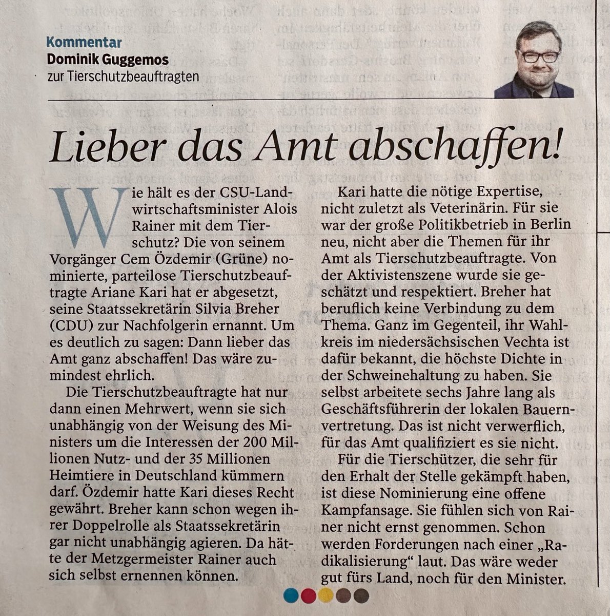 #Tierschutz #CSU Heute in der Südwestpresse