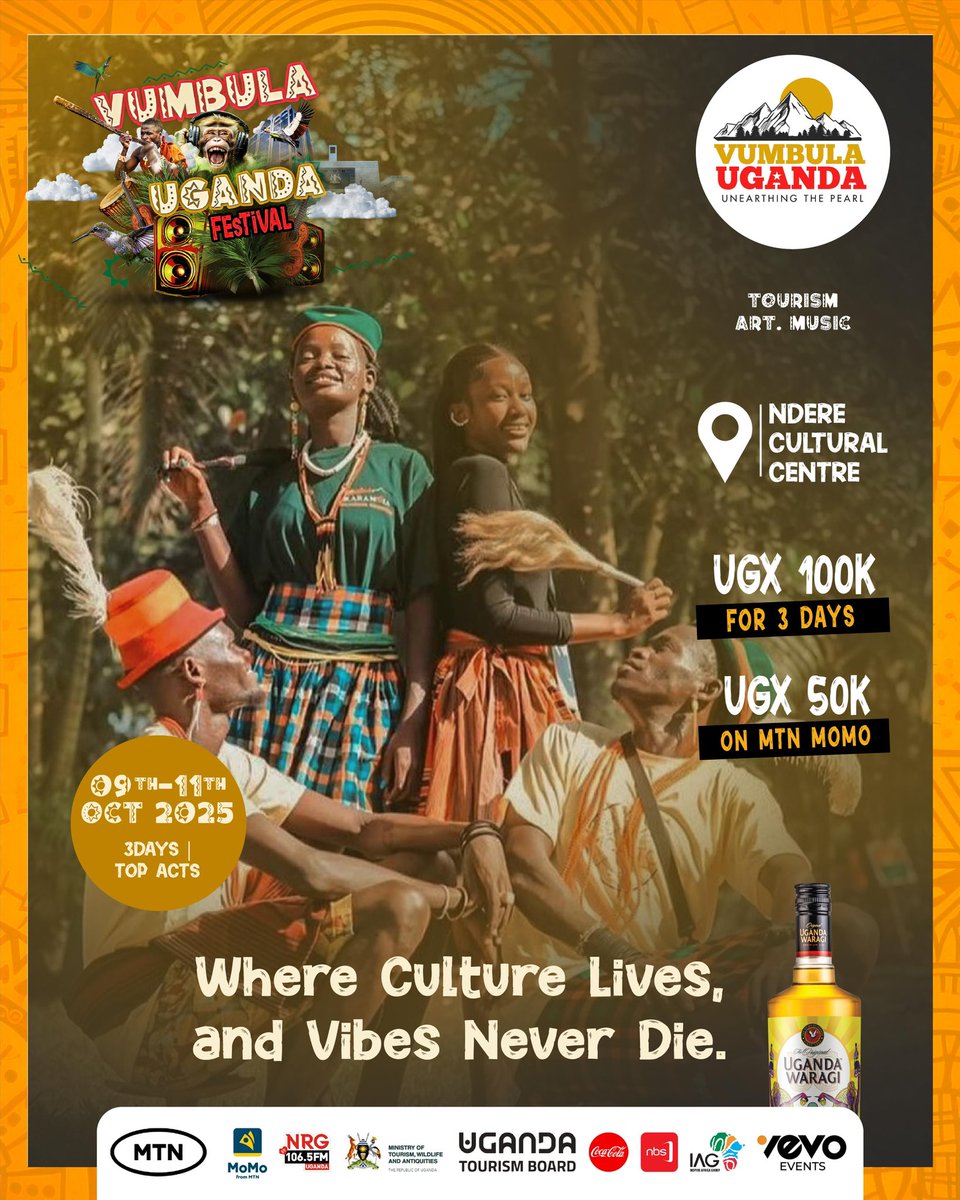 #VumbulaUgandaFestival is where culture comes alive and the vibes never end.

Join us on 9th–11th October at Ndere Cultural Centre for the ultimate celebration of Uganda’s heritage, music, and art. 🎶🇺🇬