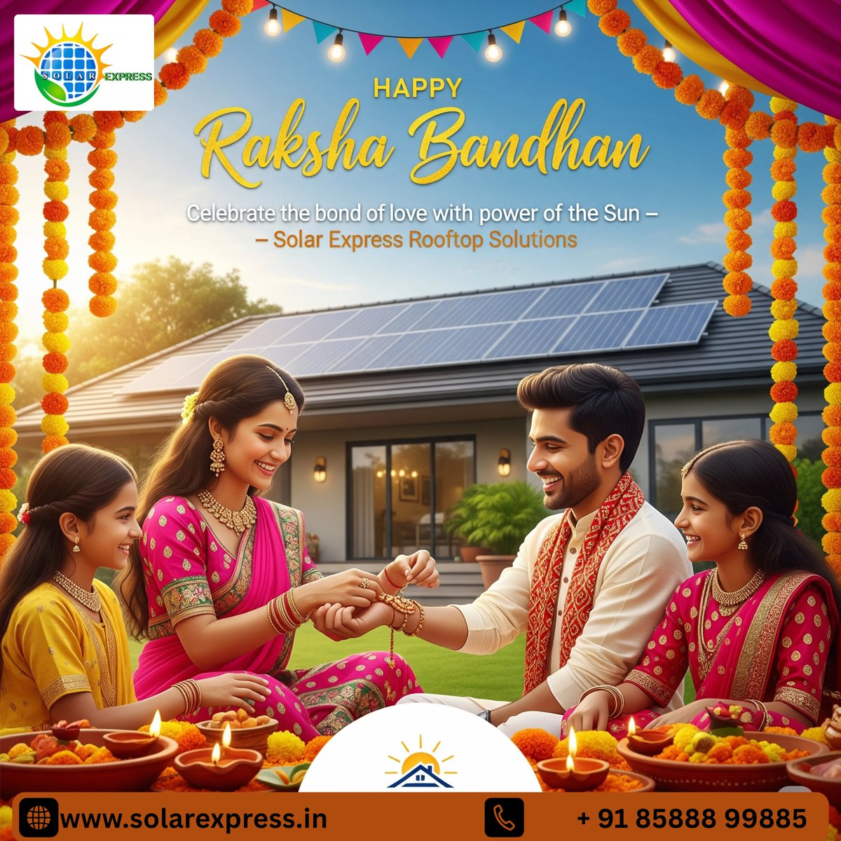 SolarExpressInd's tweet image. Happy Raksha Bandhan! 🌸

Like the bond of siblings, Solar Express Rooftop Solar brings you power, protection &amp;amp; sustainability. ☀️💛

#RakshaBandhan #SolarExpress #RooftopSolar