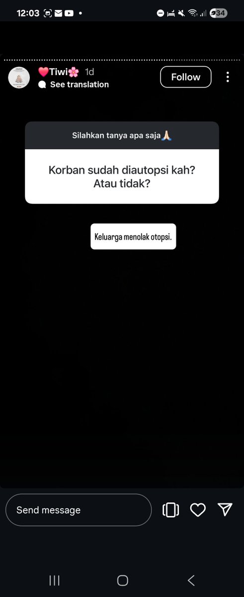 Fakta #3: 2-7 Agustus
Berita tentang Tiwi mulai bermunculan. Beberapa orang dari instansi Tiwi menanyakan ulang soal autopsi. Tapi itu berarti menggali lagi makam Tiwi. Keluarga saat itu masih memutuskan untuk TIDAK melakukan autopsi. #JusticeForTiwi