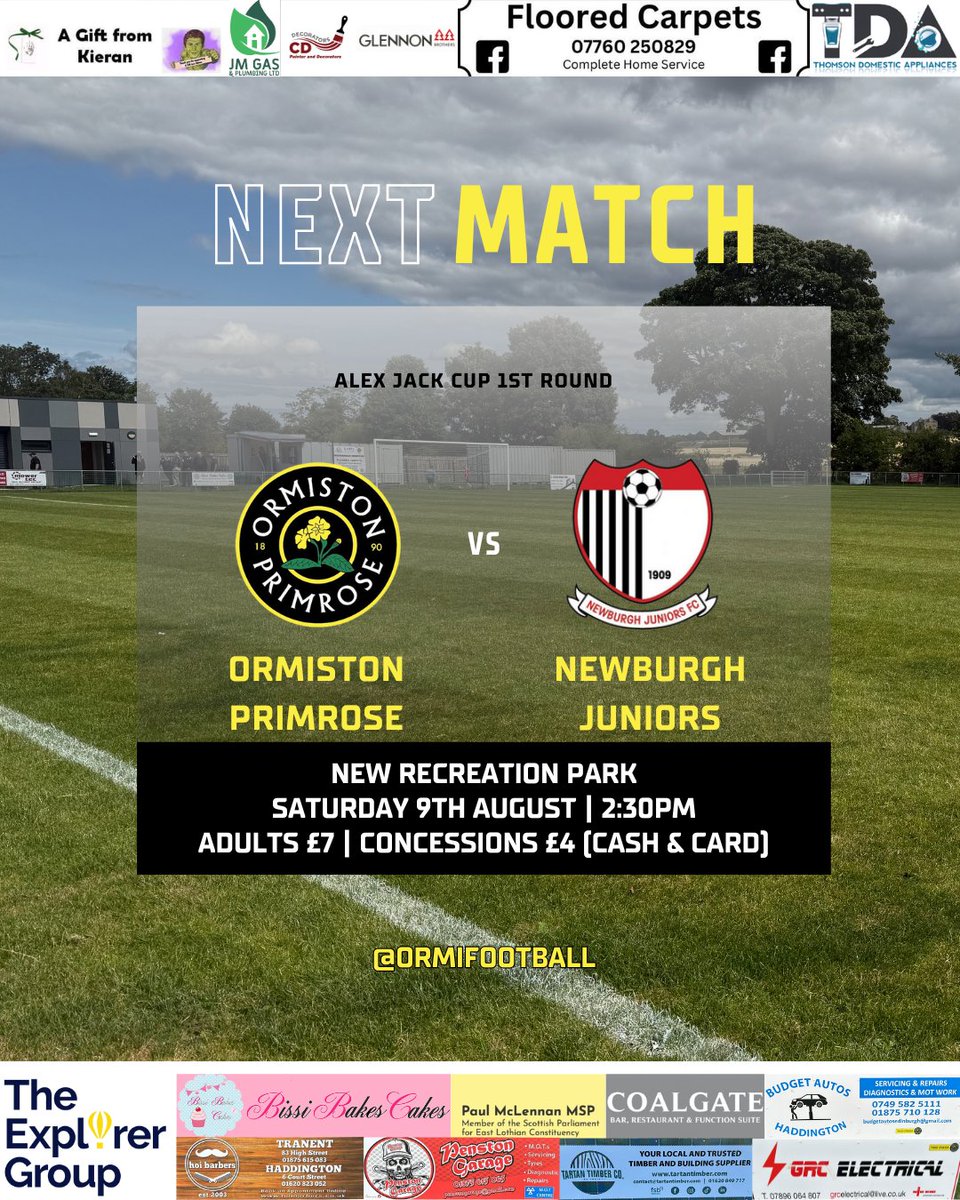 It’s Matchday!

We’re back with another cup fixture this afternoon!

🏆 Alex Jack Cup 1st Round
🆚 Newburgh Juniors
🗓️ Saturday 9th August 
🕝 2:30pm
🏟️ New Recreation Park
🥧 Snack Bar will be open
💷 Adults £7, Concessions £4 (CASH &amp; CARD)

#Cuptie #NextMatch #ormi