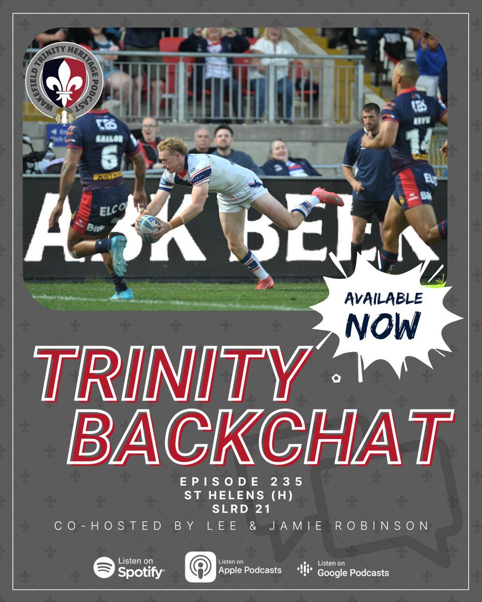 Wakefield Trinity Heritage Podcast (@wtheritagepod) on Twitter photo ๐๐ฝ๐ถ๐๐ผ๐ฑ๐ฒ ๐ฎ๐ฏ๐ฑ ๐๏ธ
๐ง๐ฟ๐ถ๐ป๐ถ๐๐ ๐๐ฎ๐ฐ๐ธ๐๐ต๐ฎ๐: ๐ฆ๐. ๐๐ฒ๐น๐ฒ๐ป๐ (๐), ๐ฆ๐๐ฅ๐๐ฎ๐ญ ๐
Lee & Jamie verbally meander through the 4-34 home loss against St Helens โ๏ธ
๐ง open.spotify.com/episode/45ASGAโฆ
๐ podcasts.apple.com/gb/podcast/wakโฆ
#UpTheTrin ๐๐ฝ๐ถ๐๐ผ๐ฑ๐ฒ ๐ฎ๐ฏ๐ฑ ๐๏ธ
๐ง๐ฟ๐ถ๐ป๐ถ๐๐ ๐๐ฎ๐ฐ๐ธ๐๐ต๐ฎ๐: ๐ฆ๐. ๐๐ฒ๐น๐ฒ๐ป๐ (๐), ๐ฆ๐๐ฅ๐๐ฎ๐ญ ๐
Lee & Jamie verbally meander through the 4-34 home loss against St Helens โ๏ธ
๐ง open.spotify.com/episode/45ASGAโฆ
๐ podcasts.apple.com/gb/podcast/wakโฆ
#UpTheTrin
