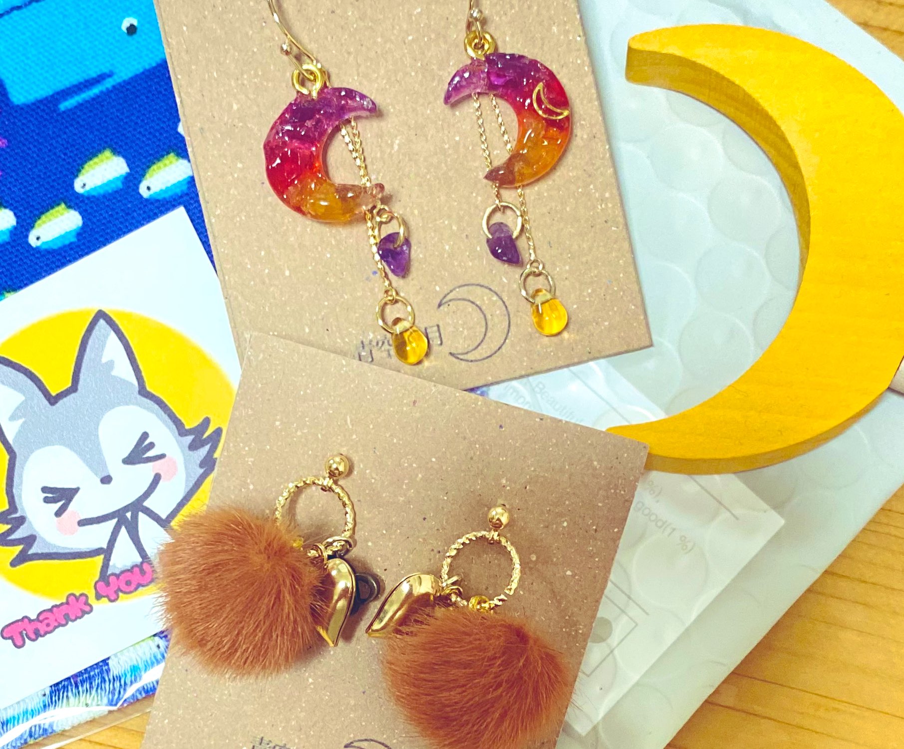 RUNA☺︎　ピアス2点 ビーズ・パーツなどのハンドメイドパーツおよびハイクオリティ