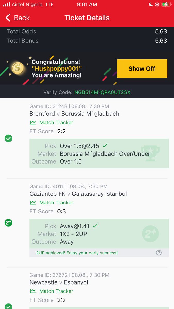 5 ODDS SUCCESSFULLY BOOM 💥💥🏆🏆 SEND YOUR WHATSAPP NUMBER IN MY DM HERE AND FOLLOW ME BACK FOR GAME