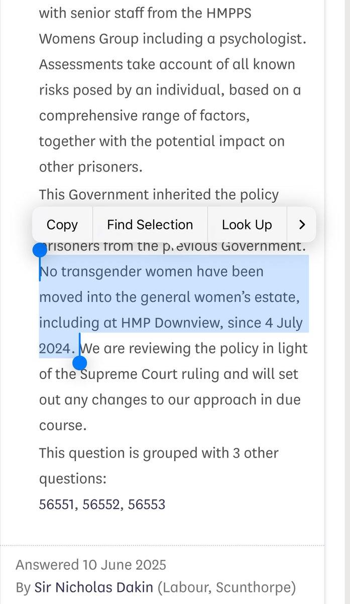 Rebecca Paul MP (@rebecca_spaul) on Twitter photo I’ve had a similar answer to this question too but it appears that some biological males may have been placed in HMP Downview since the election. Who signed off <a href="/ShabanaMahmood/">Shabana Mahmood MP</a>? I’ve had a similar answer to this question too but it appears that some biological males may have been placed in HMP Downview since the election. Who signed off <a href="/ShabanaMahmood/">Shabana Mahmood MP</a>?