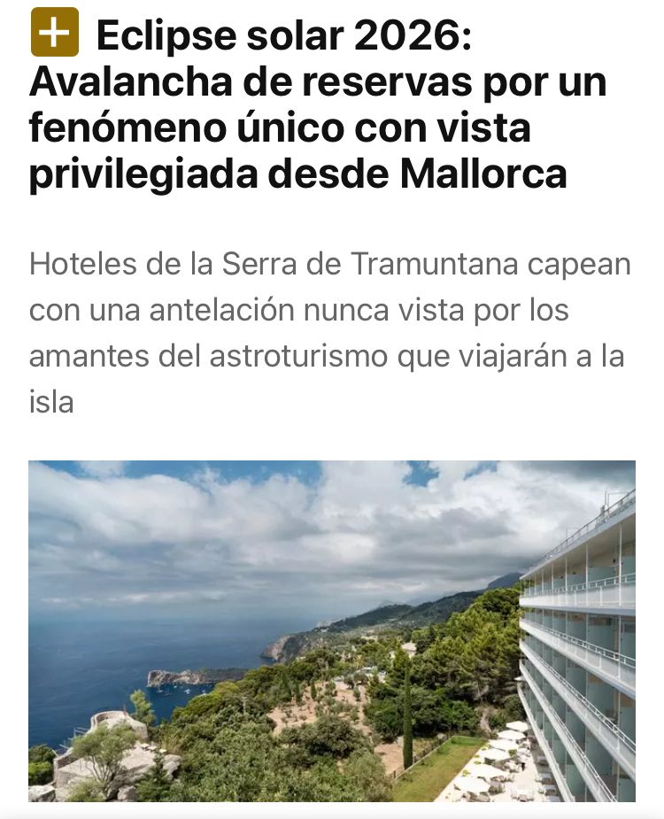 Joan Ferrer Ripoll (@joanfripoll) on Twitter photo Veurem abans l'eclipsi de sol que:
❌ Llei limitació vehicles + mesures Estudi de Càrrega anunciats <a href="/ConselldeMca/">Consell de Mallorca</a>
❌ Increment de la xarxa #TREN i millores a freqüències del #TIB anunciades per <a href="/goib/">Govern de les Illes Balears</a>
❌ Millora de la qualitat del servei amb més freqüències i busos a <a href="/EMT_Palma/">EMT Palma</a> Veurem abans l'eclipsi de sol que:
❌ Llei limitació vehicles + mesures Estudi de Càrrega anunciats <a href="/ConselldeMca/">Consell de Mallorca</a>
❌ Increment de la xarxa #TREN i millores a freqüències del #TIB anunciades per <a href="/goib/">Govern de les Illes Balears</a>
❌ Millora de la qualitat del servei amb més freqüències i busos a <a href="/EMT_Palma/">EMT Palma</a>