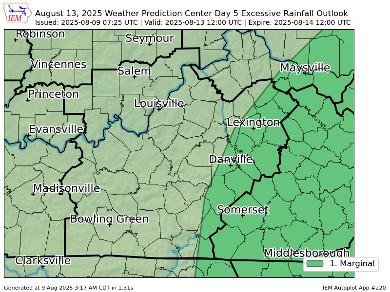 WPC issues Day 5 Marginal Risk Excessive Rainfall Outlook at Aug 9, 7:25z for LMK wpc.ncep.noaa.gov/qpf/excessive_…