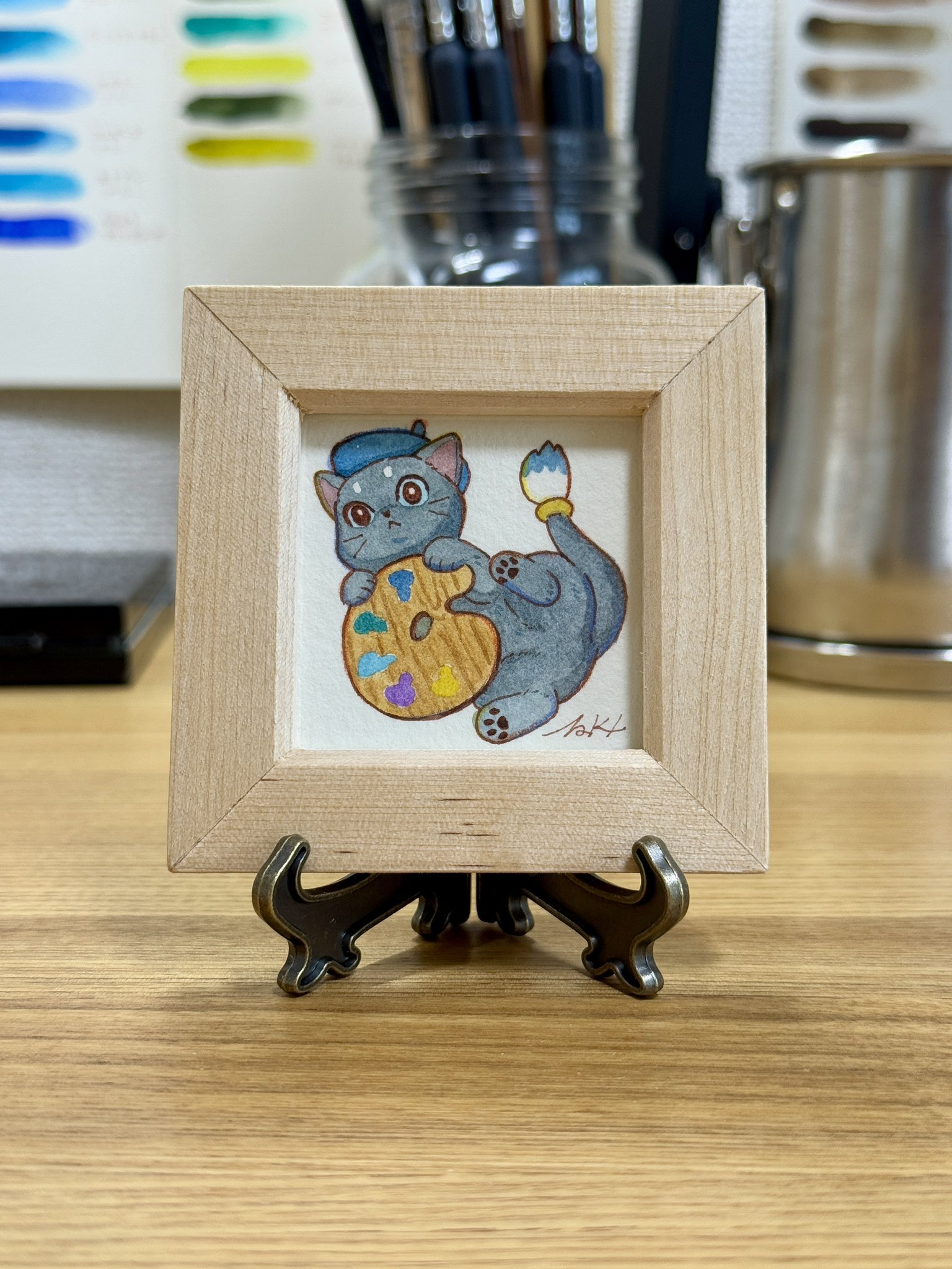 オーダー品　自作絵画　猫とうさぎたち　猫とうさぎの絵 オーダー品 自作絵画 猫とうさぎたち 猫とうさぎの絵