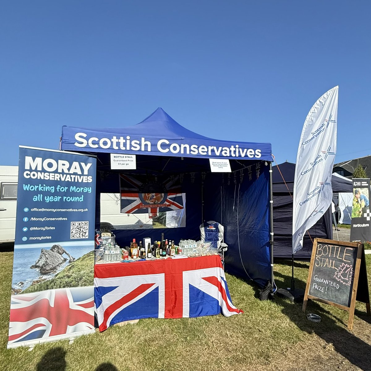 We’re set up at the Keith Show!

Come and have a chat with local elected members, including our local candidate for next year’s Scottish election <a href="/TimEagleHI/">Tim Eagle MSP</a>!

We also have a guaranteed prize bottle stall - £1 a go 🍾