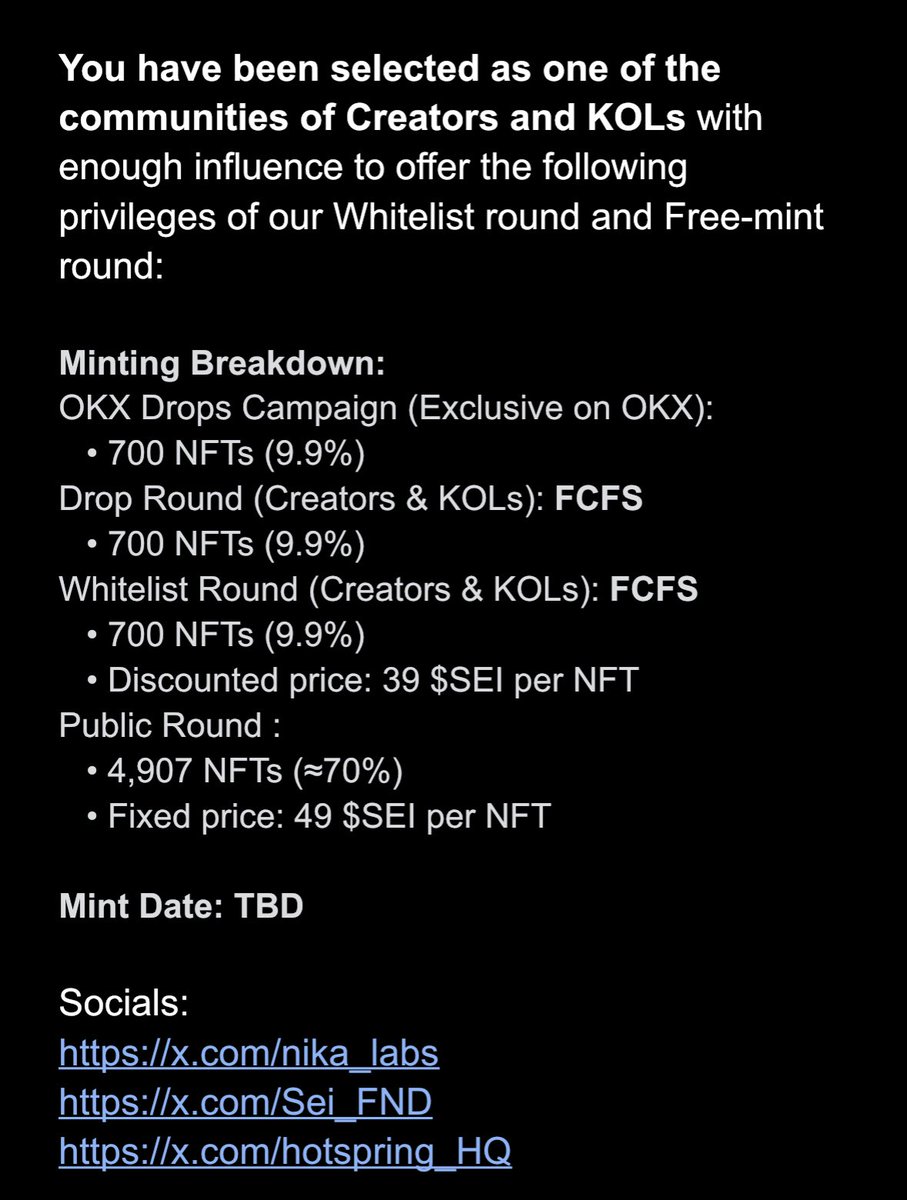 Lulu💙 (@louyemalo) on Twitter photo Whitelist giveaway !!!!
I will be giving out
2 Freemint Whitelist and 10 paid/discounted Whitelist
All you need to do is
1.follow <a href="/LouyemaLo/">Lulu💜</a> ,<a href="/nika_labs/">Nika Labs</a> ,<a href="/Sei_FND/">Sei Development Foundation</a> <a href="/hotspring_HQ/">Hot Spring ⚡︎ The Cozy World</a>
2.retweet this post ,tag 2 friends and drop a screenshot that you followed those acc
Thank youu Whitelist giveaway !!!!
I will be giving out
2 Freemint Whitelist and 10 paid/discounted Whitelist
All you need to do is
1.follow <a href="/LouyemaLo/">Lulu💜</a> ,<a href="/nika_labs/">Nika Labs</a> ,<a href="/Sei_FND/">Sei Development Foundation</a> <a href="/hotspring_HQ/">Hot Spring ⚡︎ The Cozy World</a>
2.retweet this post ,tag 2 friends and drop a screenshot that you followed those acc
Thank youu