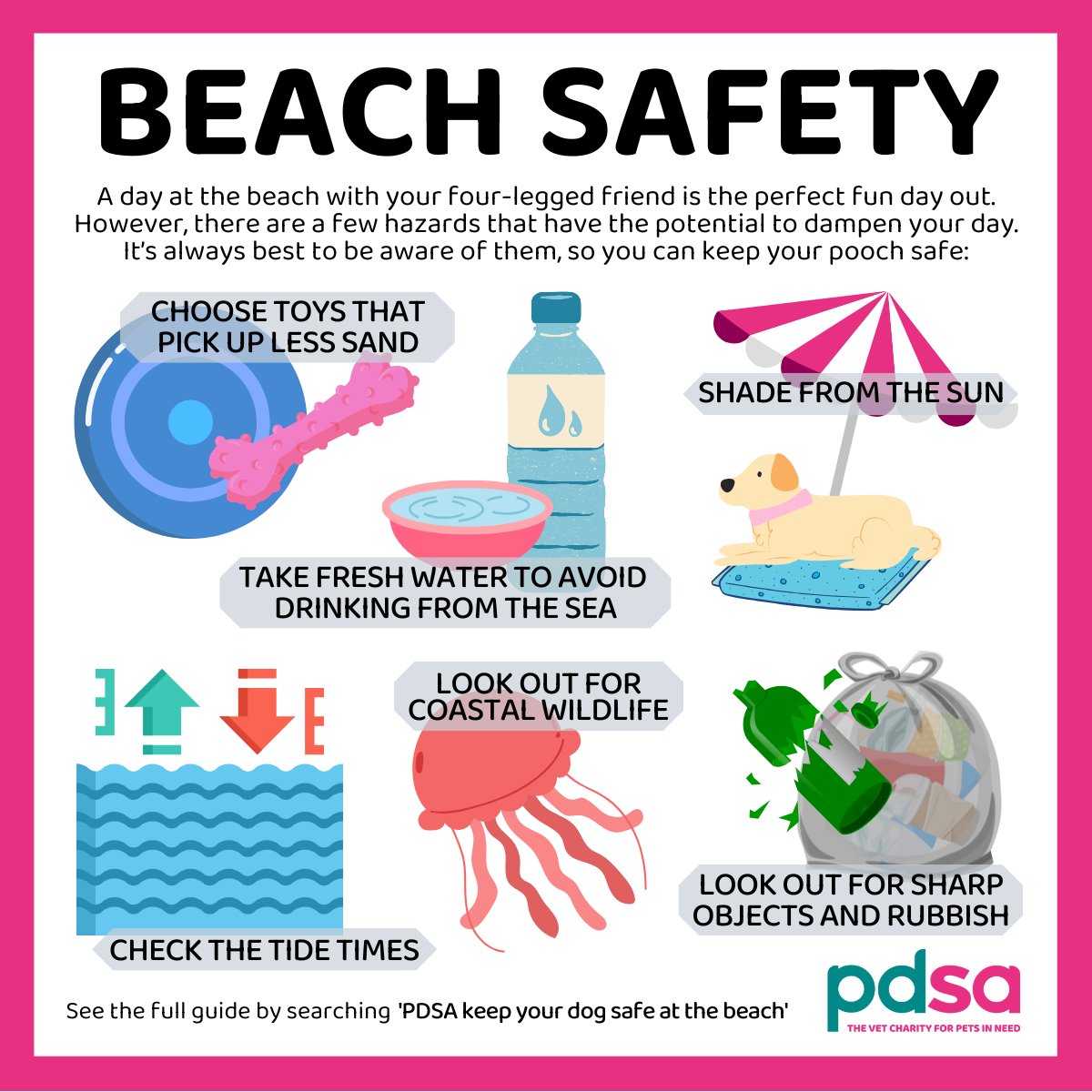Heading to the beach with your pup this summer? 🏖️ 

Keep it safe, cool, and fun with our top tips!

Remember, it's best to go early or late to avoid peak heat, and be ready to head home when your dog has had enough ☀️