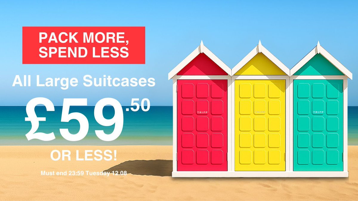 Pack More, Spend Less! All Large Cases £59.50 Or Less! 
Shop the offer here: tripp.co.uk/suitcases/c3-a… #trippluggage #travelwithtripp