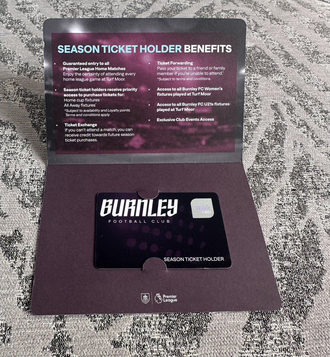 LiamT1995's tweet photo. Buzzing! Burnley Season ticket 25/26 has arrived 💜🩵🔥 UTC @premierleague #twitterclarets @BurnleyOfficial https://t.co/Ux3voxM4g1