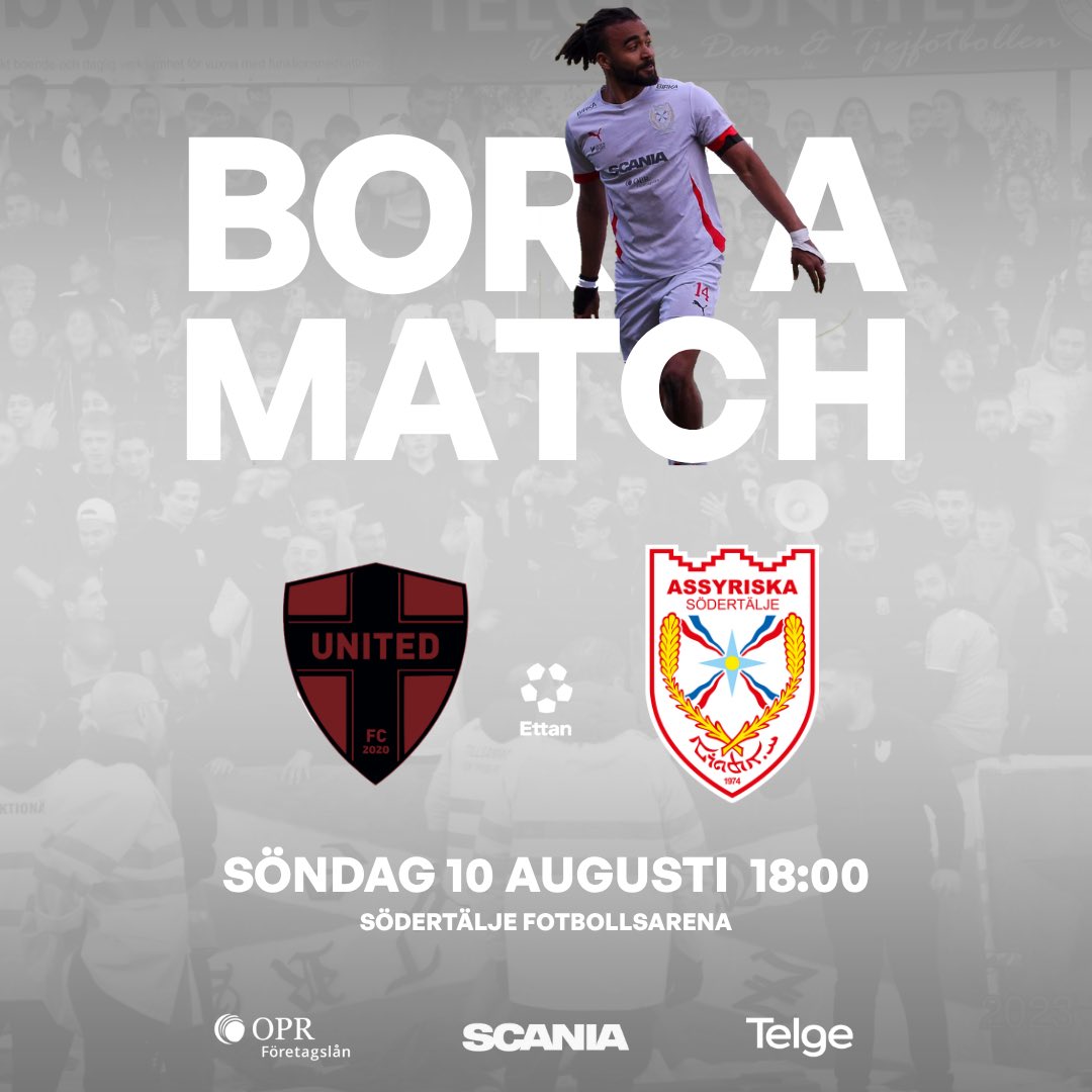 Derbydags! 🔥
På söndag, den 10 augusti kl. 18:00, väntar en het Södertäljedrabbning när Assyriska, som bortalag, ställs mot Nordic United. Vi uppmanar alla Assyriska-supportrar att samlas på betongläktaren och stötta laget!
