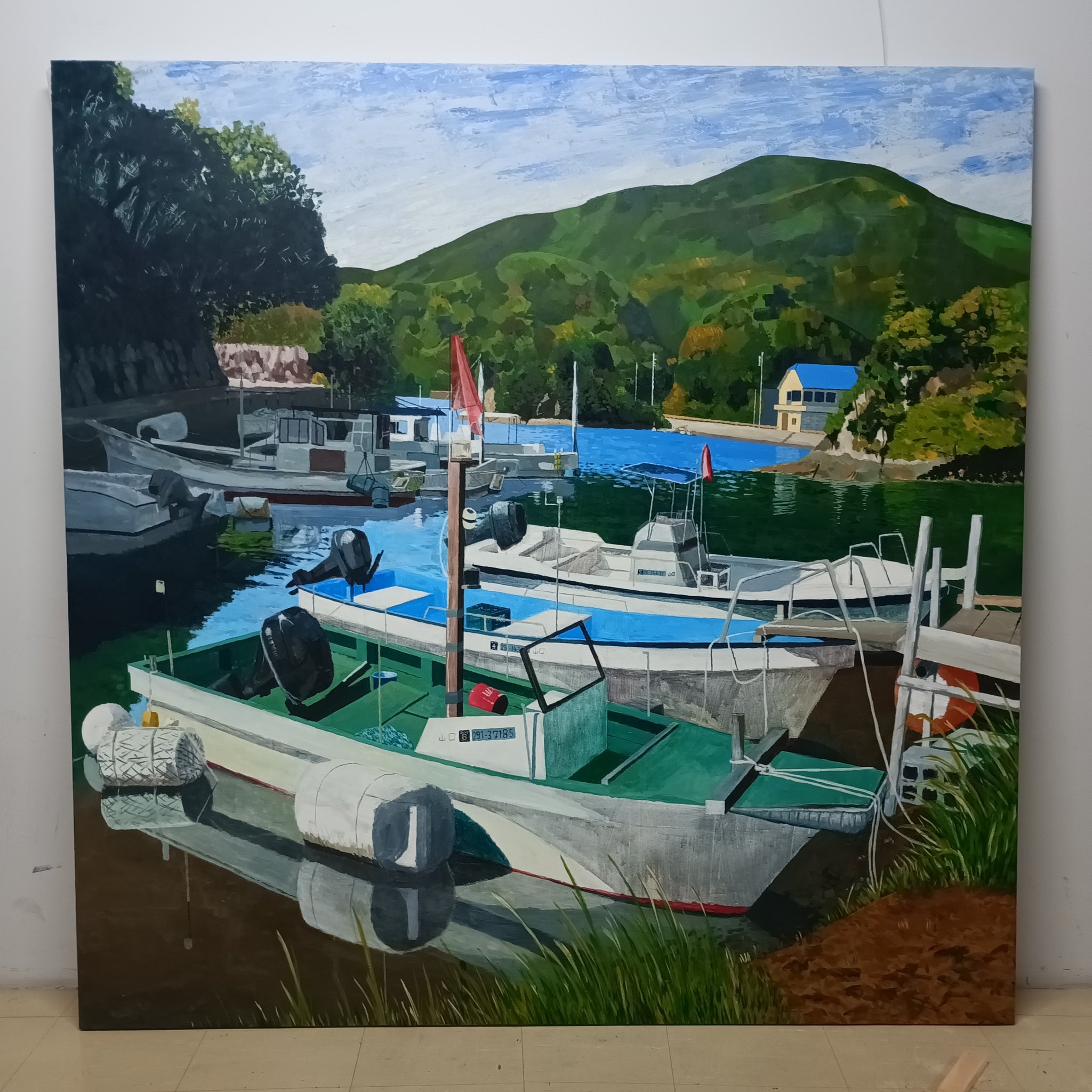 水彩画(船着場)№157 水彩画原画 江ノ電・七里ヶ浜小動岬付近走る ＃615 | iichi 日々
