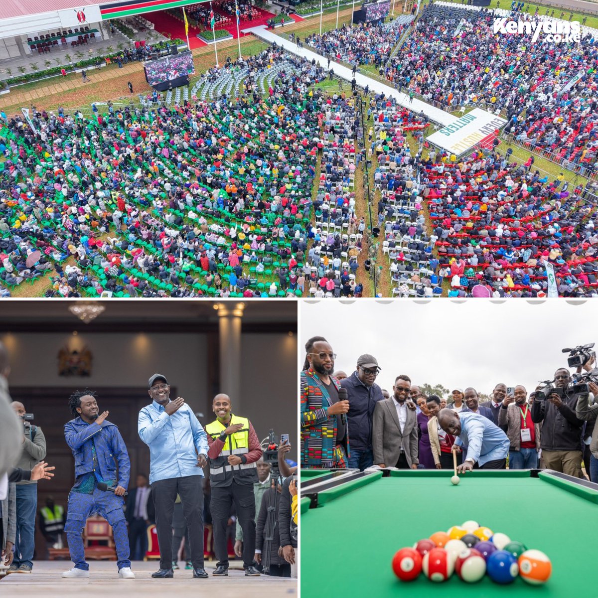 President Ruto dances and plays pool during the Nairobi County Empowerment Programme at State House