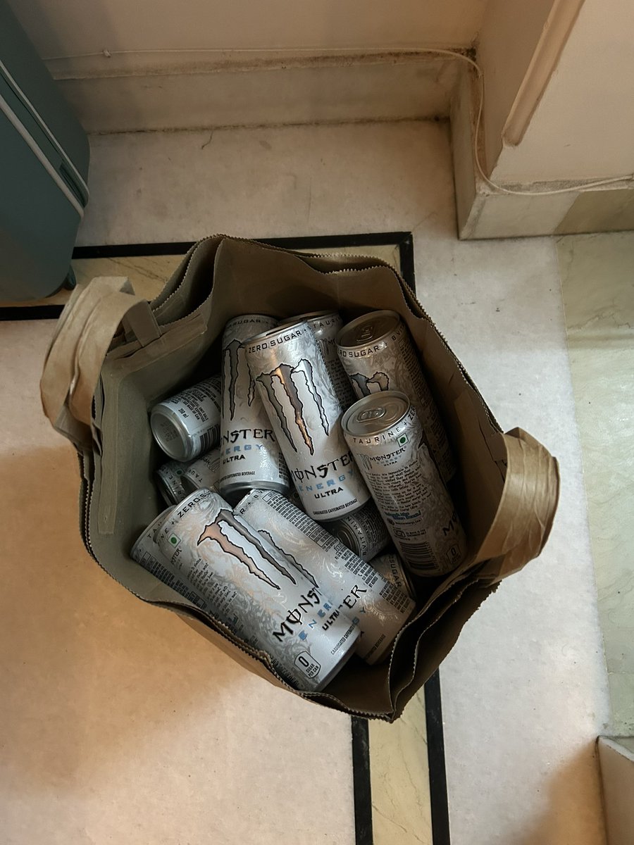 rlyvnsh's tweet image. sometimes the key to happiness is 30 cans of white monster