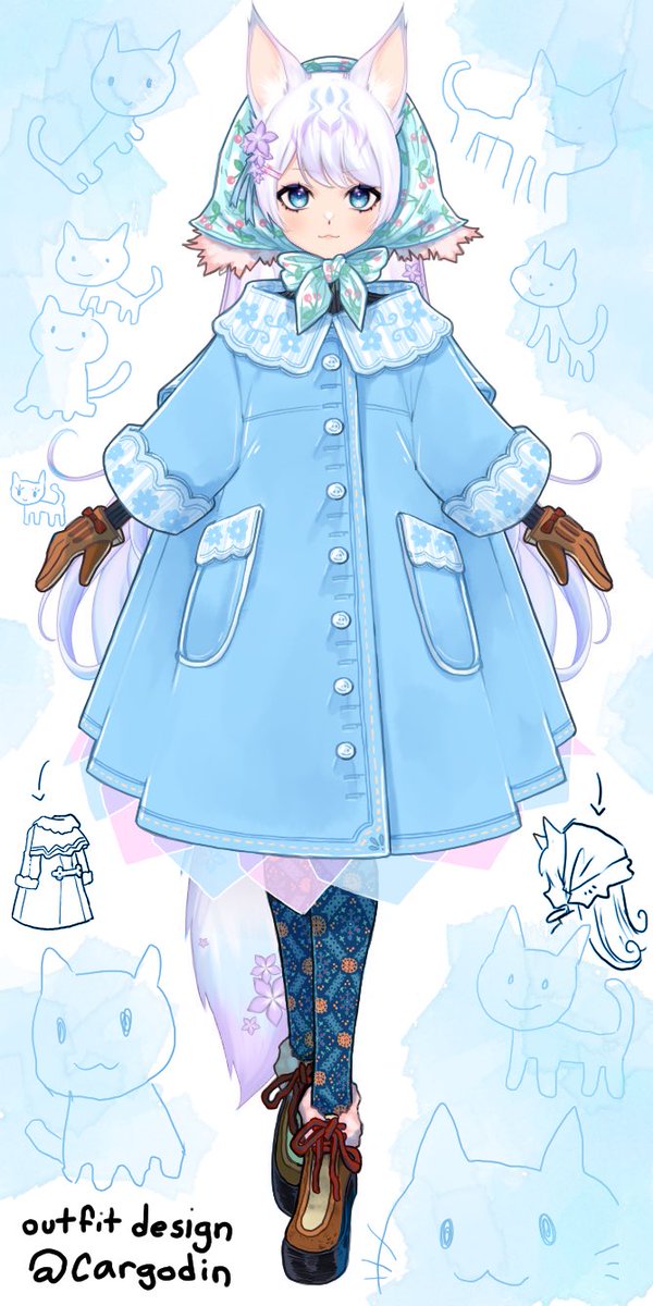 Drew a wintery outfit earlier today for #NewOutfitMaili !

Toddler Niece came in and instructed me to draw a bunch of cats for her over the canvas instead? I've scooted them to the side since! but there they stay!