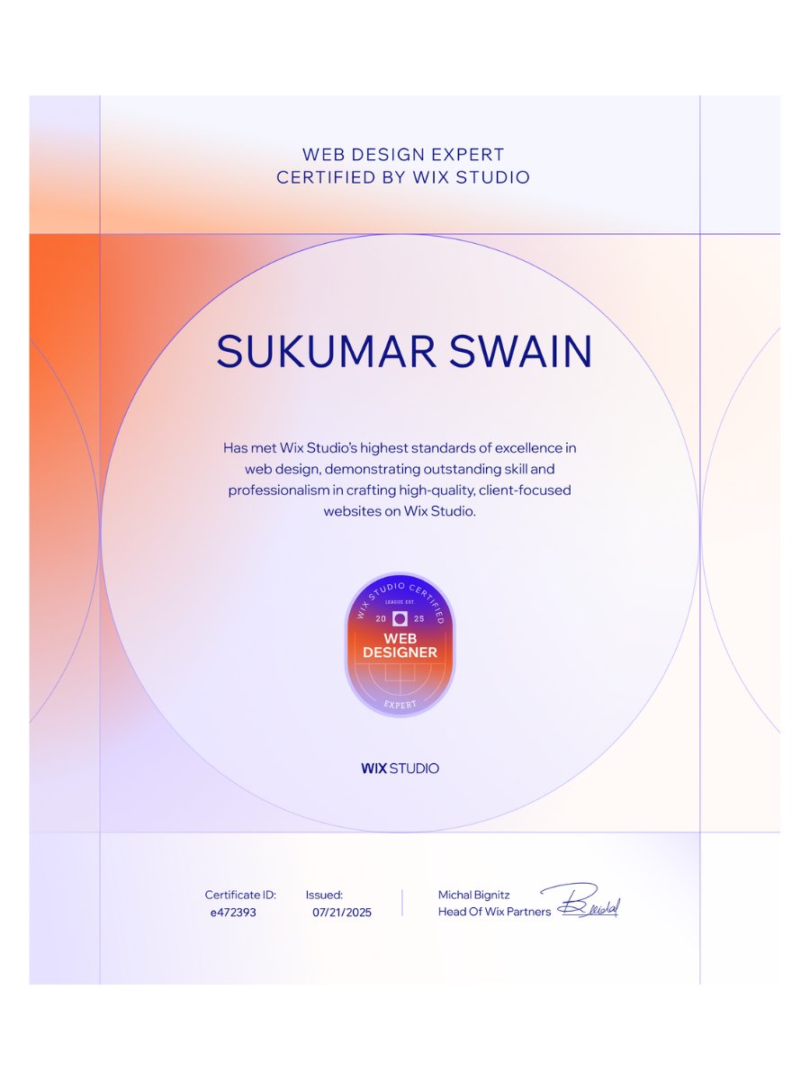 thesukumarswain's tweet image. I know, I know, I'm always late, but
I’m happy to share that I’ve obtained a new certification: the Wix Studio Web Designer Certification from @WixStudio!
Thank you, Wix Studio Team, for this amazing one!!!
#webdesign #nocodedesign #buildinpublic #daretoshare