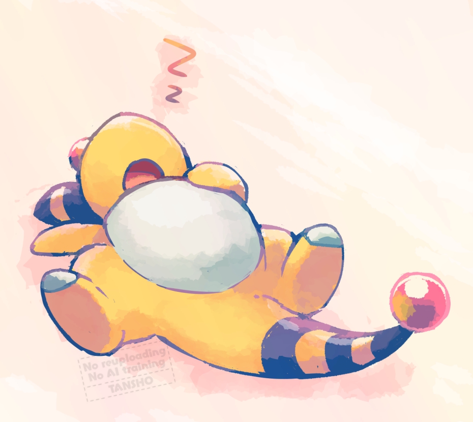 へそ天で寝ちゃってるデンリュウ💤