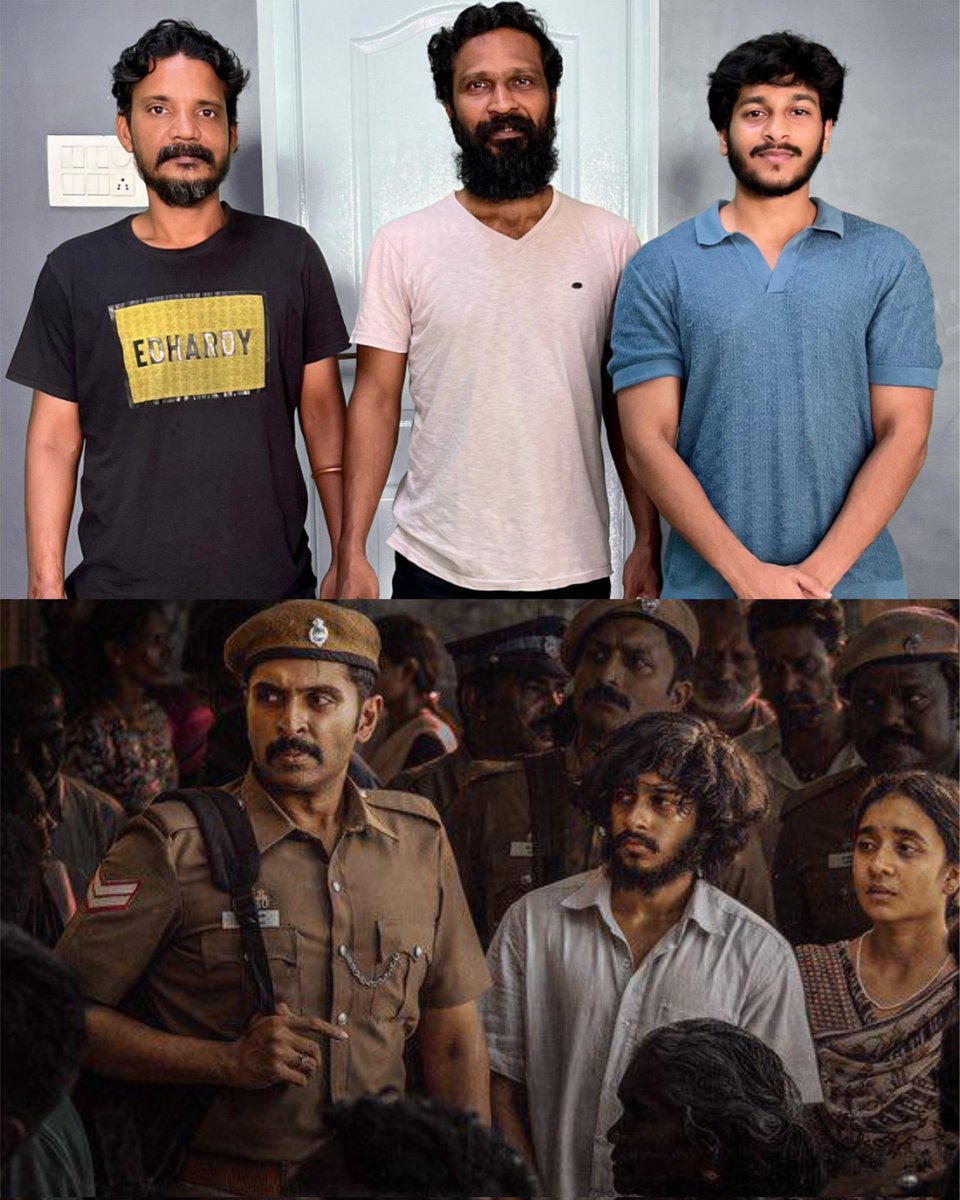 LetsOTTxCinema's tweet image. Debutant @LK_Akshay met #Vetrimaaran along with #Sirai’s director #Suresh - he’s vetrimaaran’s former assistant director. 

Akshay’s makeover is completely different from the firstlook poster which released today morning, That shows how much effort and hardwork he have put in for…
