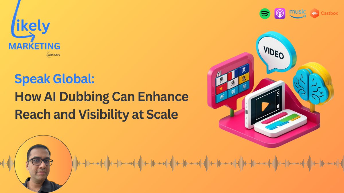 LikelyMktg's tweet photo. 🎙️ AI dubbing breaks barriers! 🌍 Translate, localize &amp; connect. Ethical issues? Tune in now! 🎧 https://t.co/nNA9WJIBrB

#AIDubbing #GlobalReach #AILocalization #AITranslation #TechLocalization #MetaAI #AgenticAI #SpeechTranslation #Reach #Visibility  #AI #ArtificialIntelligence https://t.co/al41N7uEKk