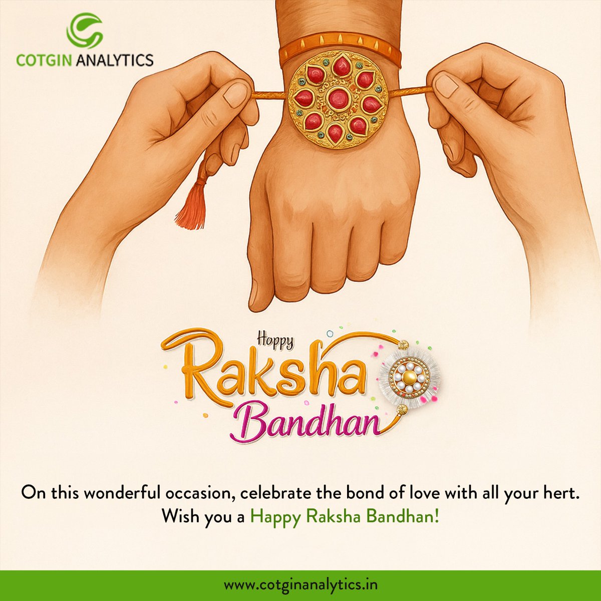 CotginAnalytics's tweet image. Celebrate the bond of love and protection with Cotgin Analytics! 
Wishing you a joyful and prosperous Rakhi filled with sweetness, happiness, and togetherness.  
 #Rakhi2025 #FestiveVibes #CotginAnalytics #FamilyAndFaith