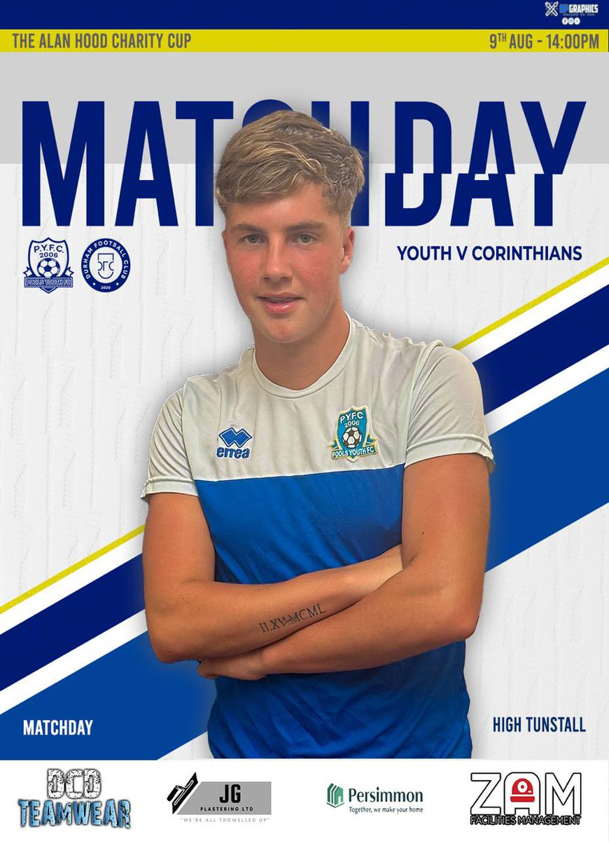 💪 𝐌𝐀𝐓𝐂𝐇𝐃𝐀𝐘 💪

🆚 Durham FC Corinthians   
🏆 Alan Hood Charity Cup 1st Round 
📍 High Tunstall School, TS26 0LQ
⏰ 2pm
🎟️ £3 £1
🤝 DCD Teamwear, ZAM FM LTD, Persimmon Homes, JG Plastering 

🔵 UTPY ⚪️