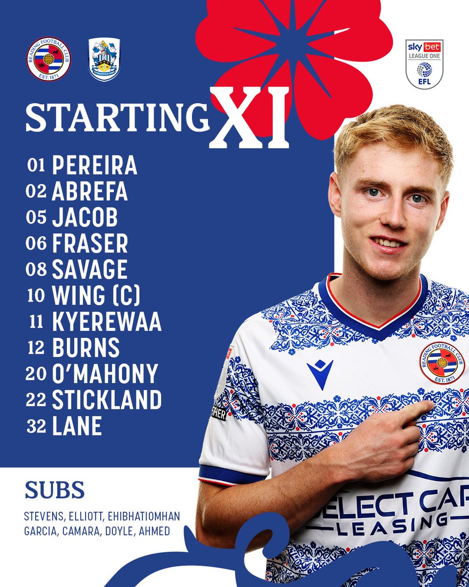 ReadingFC's tweet image. TEAM NEWS 🚨

4 changes to the Royals' lineup as Jacob, Fraser, Kyerewaa and Lane all come into the starting XI.