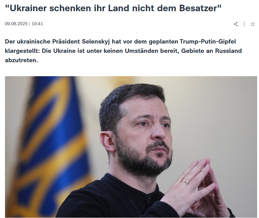 ZoozaPeacock's tweet photo. “Ukrainian President Zelensky made it clear ahead of the planned Trump-Putin summit: Ukraine is under no circumstances prepared to cede territory to Russia.”💪👏
He's right!
#SupportUkraineNow
#ArmUkraineNow
https://t.co/qMDJ9mR0au https://t.co/0d70leo1Ij