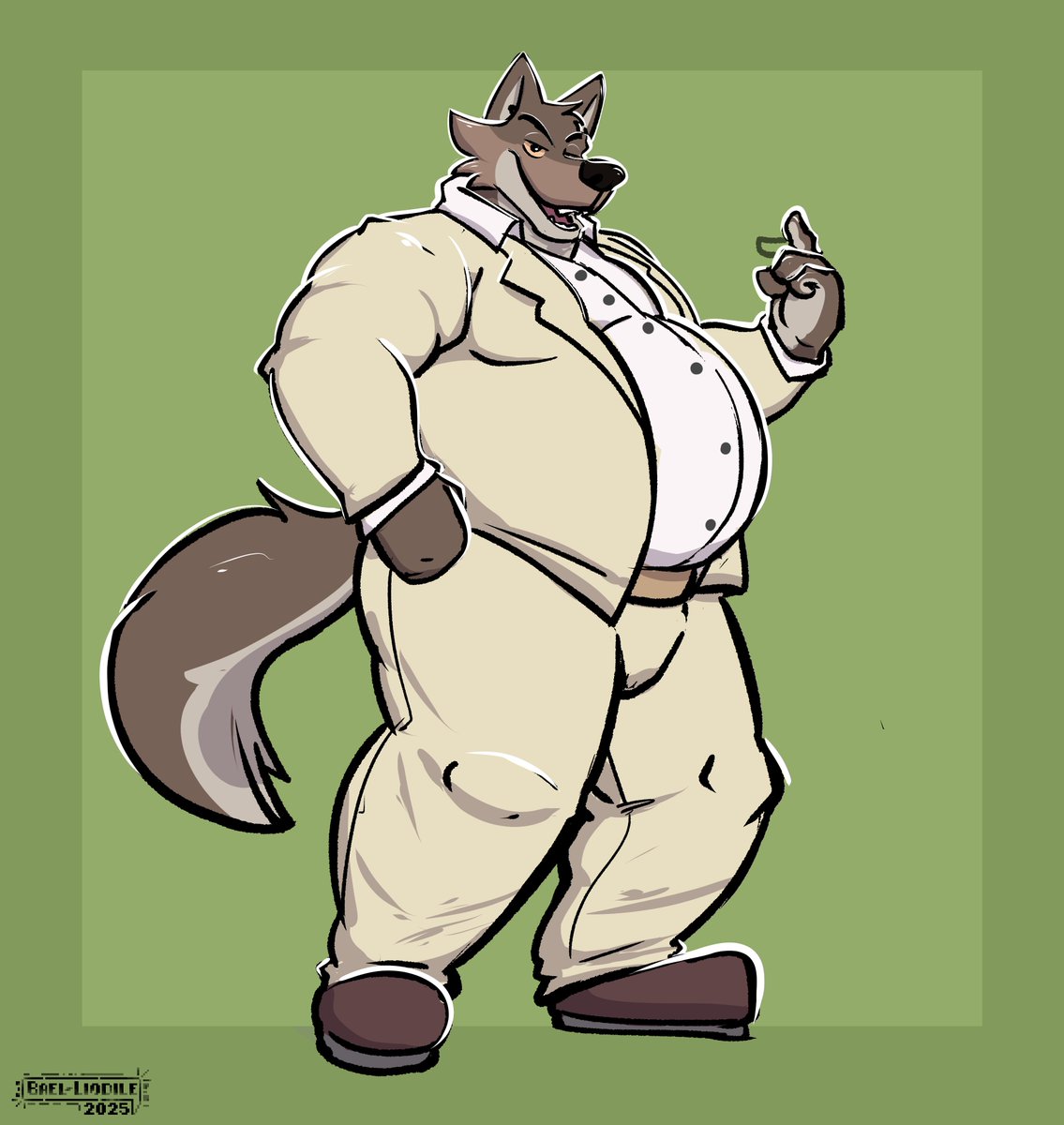 "Come here~"
A drawing of Mr. Wolf, but with a big belly

I hope you like it
#MrWolf
