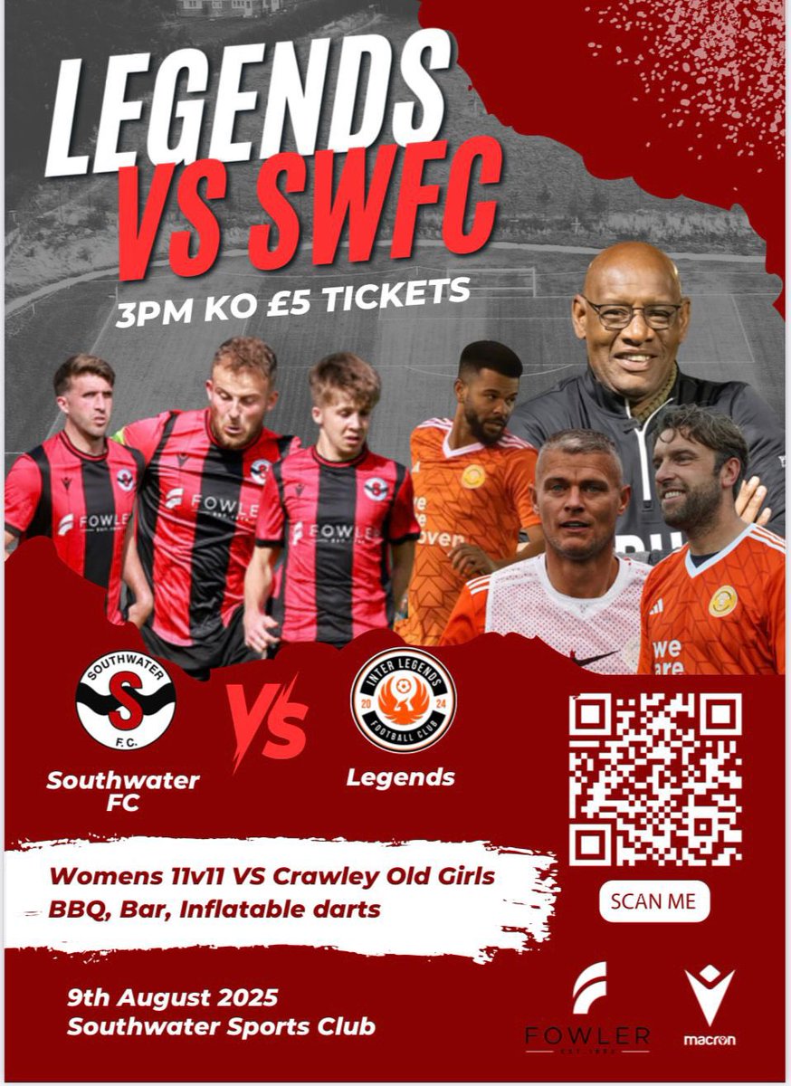 Today, we’re looking forward to playing <a href="/Southwater_FC/">Southwater FC</a> for their first 11v11, as part of their fundraising day.  Then, it’s the main event with the Legends’ game.  Get down and support if you can!