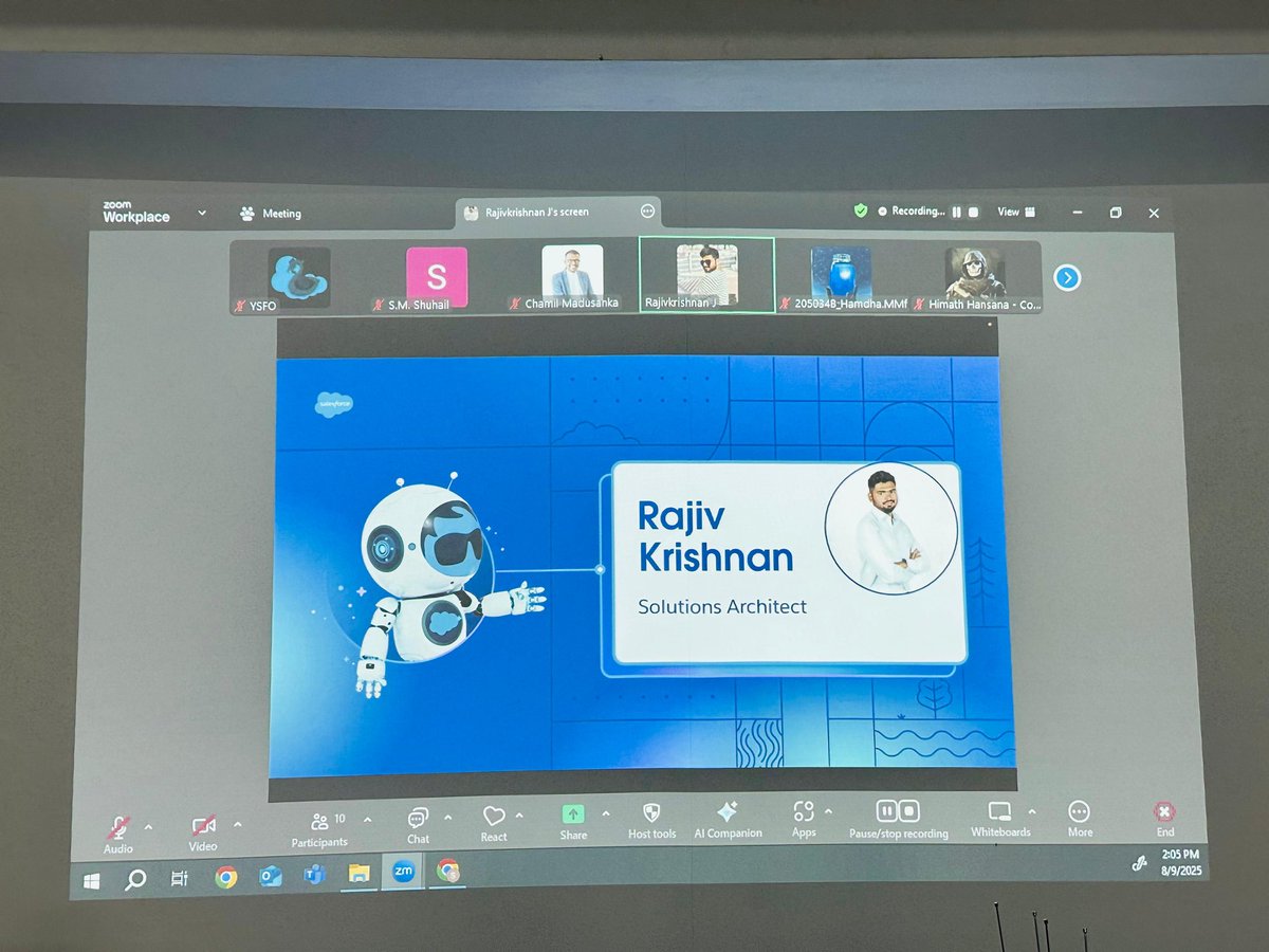 YarlSFO's tweet photo. Happening Now!

Hackforce'25 Workshop - 03, Agents Unleashed: Mastering AgentForce. A big thank you to @Rajiv_003, our virtual speaker, joining us all the way from India!
  
#Hackforce25 #YarlSFO #Agentforce #Salesforce #TrailblazerCommunity #SalesforceSaturday #YSFO #Hackforce https://t.co/5sXooeFGTZ