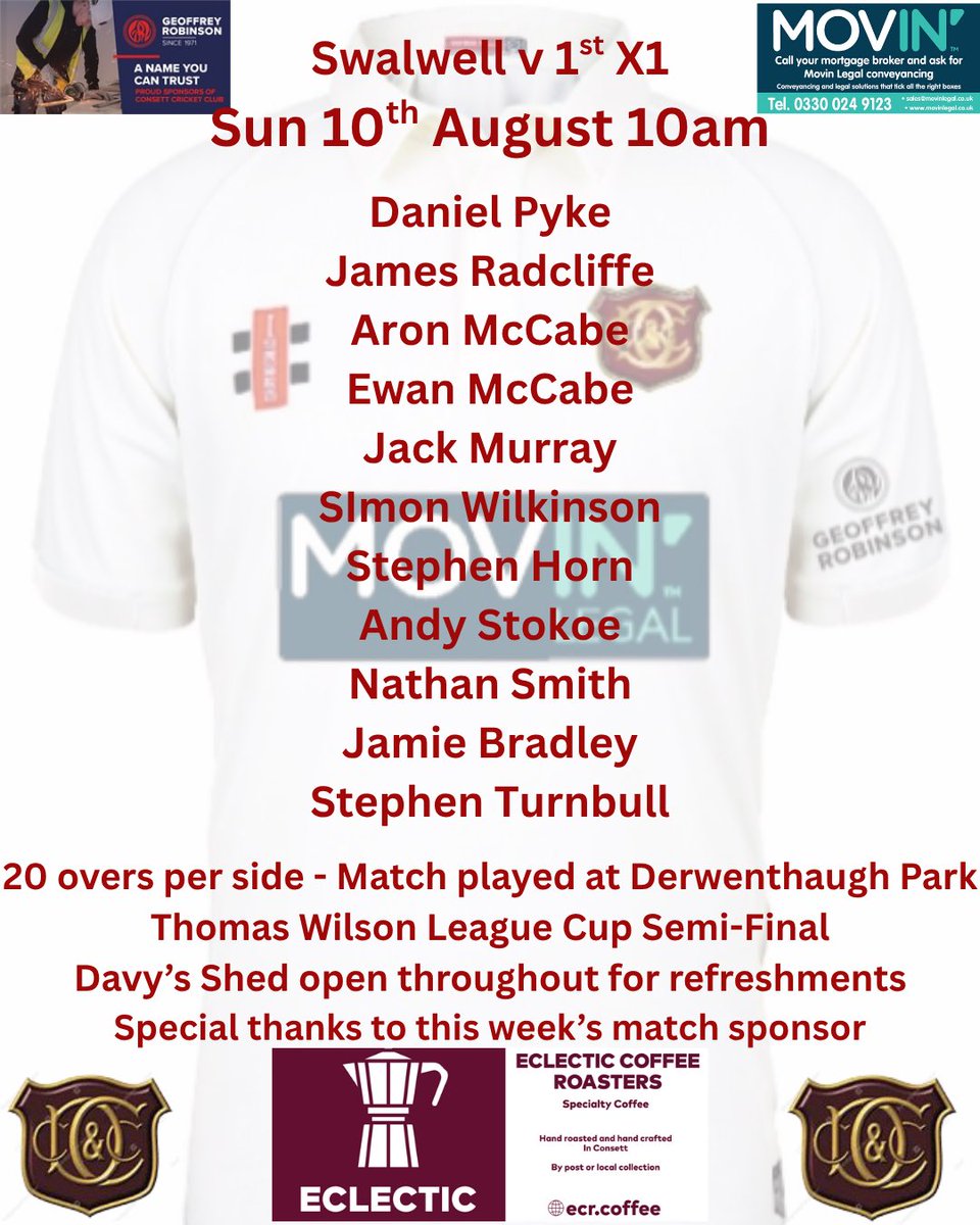 Early one tomorrow as we take on Swalwell at 10am down at Derwenthaugh Park. Be great to have you all down showing your support