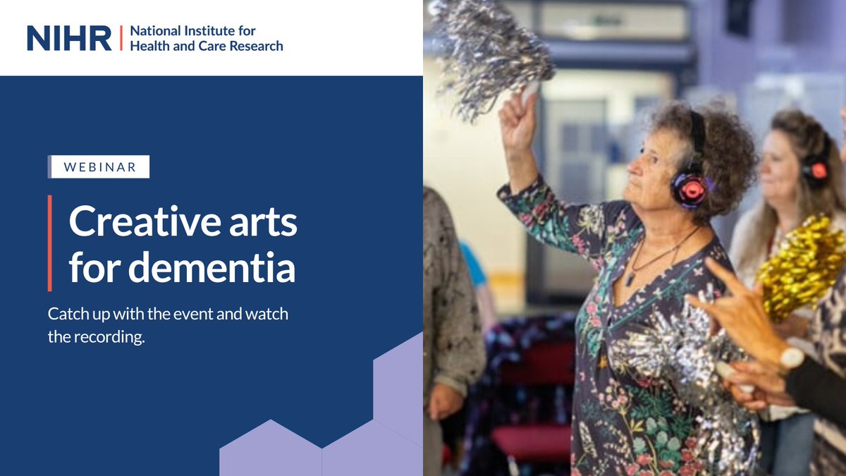National Institute for Health and Care Research (@nihrresearch) on Twitter photo Catch up on the final national <a href="/NIHRARCs/">NIHR Applied Research Collaborations (ARCs)</a> #ARCseminar of the year! 🎵🕺🎭
Creative arts for #dementia: arc-wx.nihr.ac.uk/event-details/…:
🔹<a href="/StephenERLim/">Stephen Lim</a> <a href="/arc_wessex/">NIHR Applied Research Collaboration Wessex</a>
🔹 <a href="/DrMing_Hung_Hsu/">Ming Hung Hsu</a> <a href="/ARC_EoE/">NIHR ARC East of England</a>
🔹<a href="/MeganPolden/">Megan Polden</a> <a href="/arc_nwc/">ARC North West Coast</a>
🔹<a href="/prof_lindaclare/">linda clare</a> <a href="/Peninsula_ARC/">PenARC (NIHR ARC South West Peninsula)</a> Catch up on the final national <a href="/NIHRARCs/">NIHR Applied Research Collaborations (ARCs)</a> #ARCseminar of the year! 🎵🕺🎭
Creative arts for #dementia: arc-wx.nihr.ac.uk/event-details/…:
🔹<a href="/StephenERLim/">Stephen Lim</a> <a href="/arc_wessex/">NIHR Applied Research Collaboration Wessex</a>
🔹 <a href="/DrMing_Hung_Hsu/">Ming Hung Hsu</a> <a href="/ARC_EoE/">NIHR ARC East of England</a>
🔹<a href="/MeganPolden/">Megan Polden</a> <a href="/arc_nwc/">ARC North West Coast</a>
🔹<a href="/prof_lindaclare/">linda clare</a> <a href="/Peninsula_ARC/">PenARC (NIHR ARC South West Peninsula)</a>
