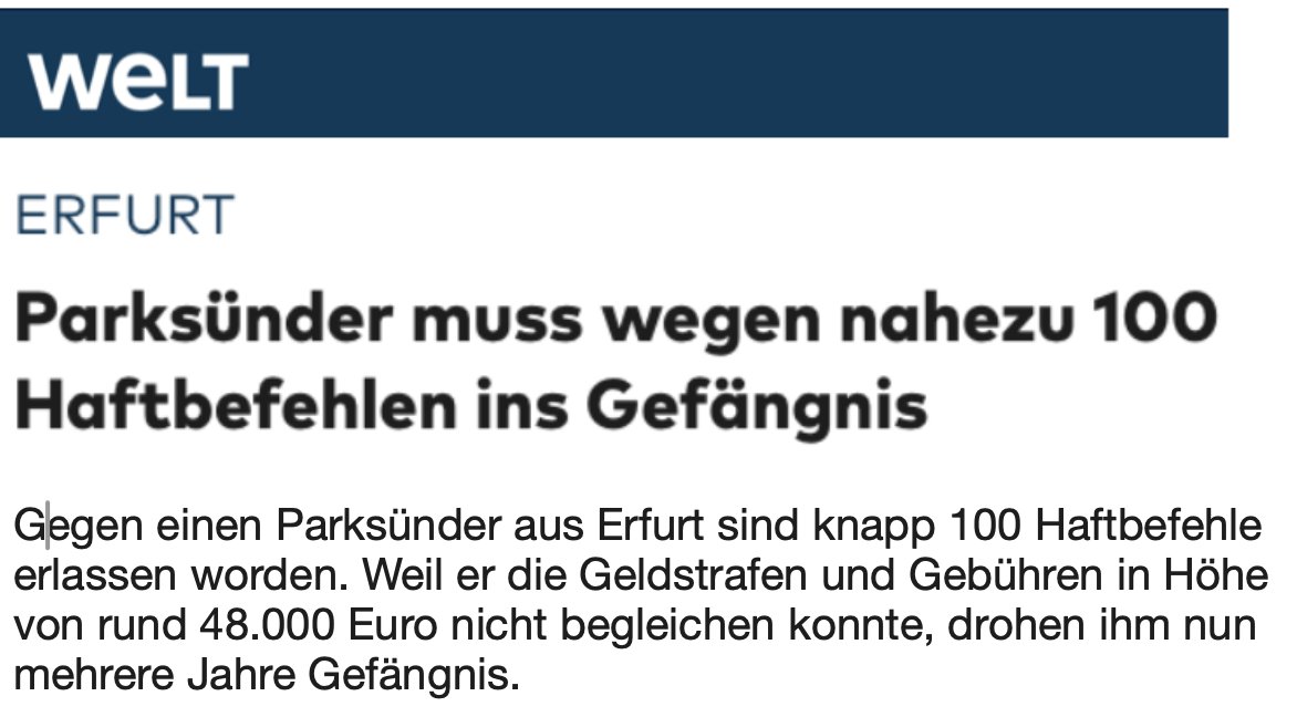 Deutschland: Das Land, in dem ein notorischer Parksünder wegen wiederholter Missachtung von Bußgeldbescheiden ins Gefängnis muss – aber Gruppenvergewaltiger oder Kinderschänder mit dem „richtigen“ Hintergrund oft beste Chancen auf Bewährung haben.