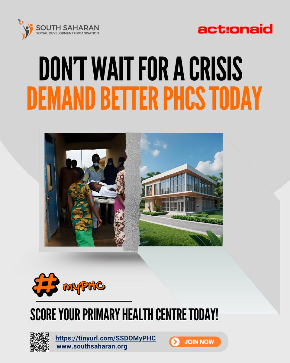 southsaharan's tweet image. Score your PHC now → shorturl.at/jP7tr

🚨 Don’t wait for a crisis. Demand better PHCs today.
📢 Your voice can spark real change.
✅ Score your PHC now → 

#MyPHC #ActNow #FixOurPHC #UHC